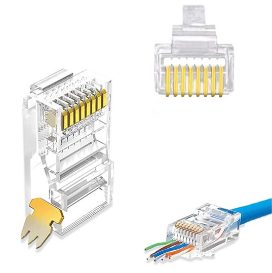 CAT5e UTP 8P8C RJ45 وحدات التوصيل تمر عبر النوع