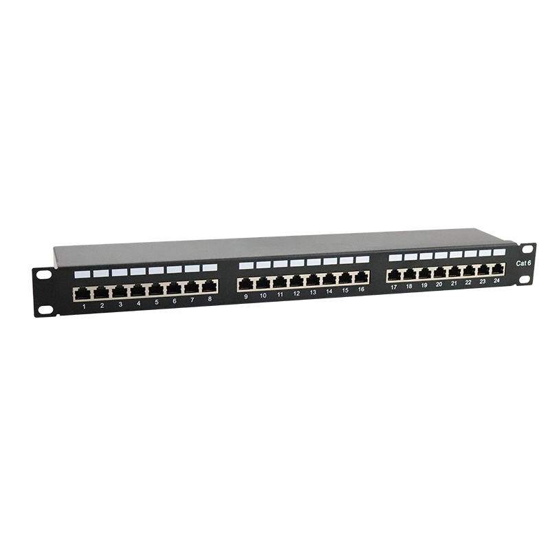 19''1U 12 ميناء CAT6 STP لوحة التصحيح ضغط لأسفل